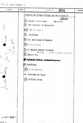 TV Tupi [emissora]. Ultra Notícias [programa]. Roteiro [televisivo], 25 mai. 1968.