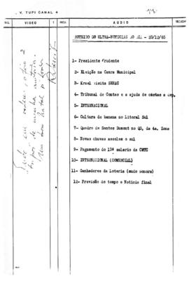 TV Tupi [emissora]. Ultra Notícias [programa]. Roteiro [televisivo], 23 dez. 1965.