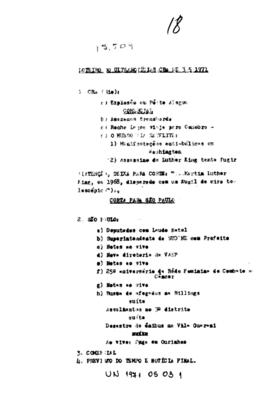 TV Tupi [emissora]. Ultra Notícias [programa]. Roteiro [televisivo], 03 mai. 1971.