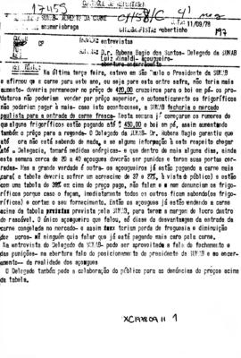 TV Tupi [emissora]. Dossiê subsidiário [programa não identificado], 11 set. 1978.