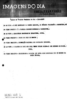 TV Tupi [emissora]. Revista Feminina [programa]. Roteiro [televisivo], 11 jan. 1962.
