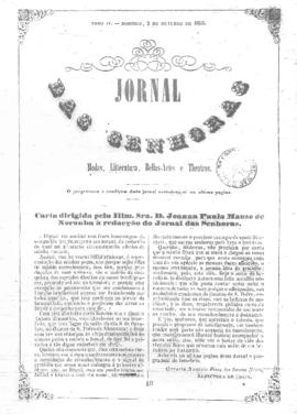 O Jornal das senhoras [jornal], t. 4, [s/n]. Rio de Janeiro-RJ, 02 out. 1853.