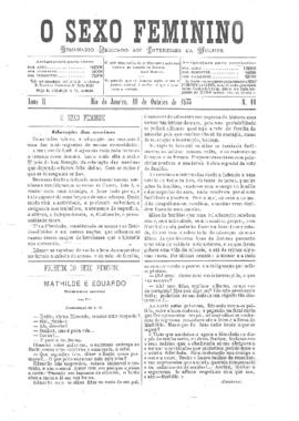 O Sexo feminino [jornal], a. 2, n. 11. Campanha-MG, 10 out. 1875.