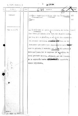 TV Tupi [emissora]. Ultra Notícias [programa]. Roteiro [televisivo], 30 dez. 1966.