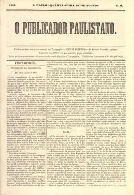 O Publicador paulistano [jornal], n. 9. São Paulo-SP, 26 ago. 1857.
