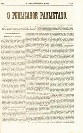 O Publicador paulistano [jornal], n. 149. São Paulo-SP, 06 ago. 1859.