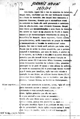 TV Tupi [emissora]. Jornal Novas [programa]. Roteiro [televisivo], 29 jul. 1976.