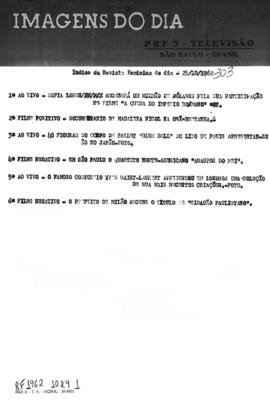 TV Tupi [emissora]. Revista Feminina [programa]. Roteiro [televisivo], 24 out. 1962.