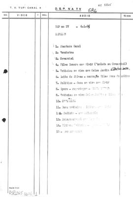 TV Tupi [emissora]. Diário de São Paulo na T.V. [programa]. Roteiro [televisivo], 06 jan. 1965.