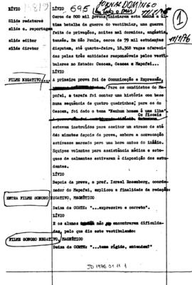 TV Tupi [emissora]. Jornal de Domingo [programa]. Roteiro [televisivo], 11 jan. 1976.