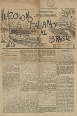 Il Colono italiano al Brasile [jornal], a. 1, n. 1. São Paulo-SP, 10 abr. 1902.