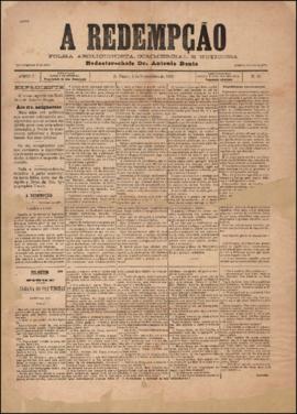 A Redempção [jornal], a. 1, n. 86. São Paulo-SP, 06 nov. 1887.
