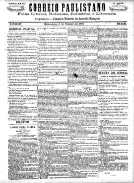 Correio paulistano [jornal], [s/n]. São Paulo-SP, 05 out. 1876.