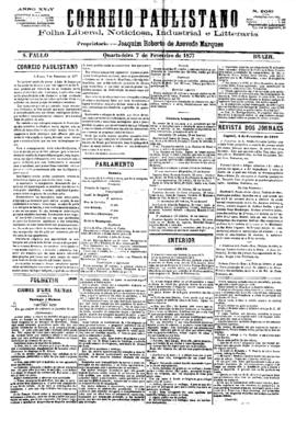 Correio paulistano [jornal], [s/n]. São Paulo-SP, 07 fev. 1877.