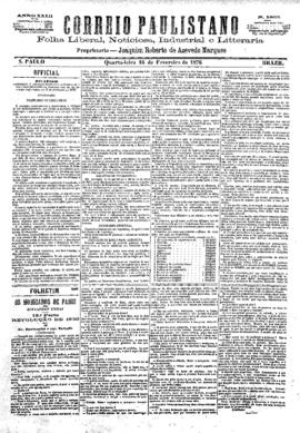 Correio paulistano [jornal], [s/n]. São Paulo-SP, 16 fev. 1876.