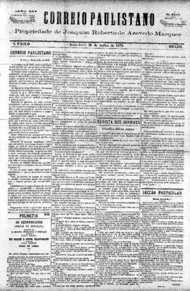 Correio paulistano [jornal], [s/n]. São Paulo-SP, 26 jul. 1878.