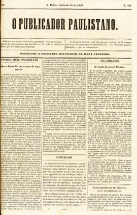 O Publicador paulistano [jornal], n. 136. São Paulo-SP, 16 abr. 1859.