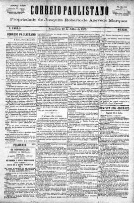Correio paulistano [jornal], [s/n]. São Paulo-SP, 12 jul. 1878.