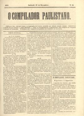 O Compilador paulistano [jornal], n. 13. São Paulo-SP, 27 nov. 1852.