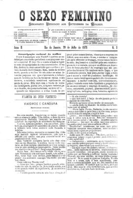 O Sexo feminino [jornal], a. 2, n. 2. Campanha-MG, 29 jul. 1875.