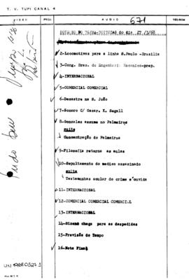 TV Tupi [emissora]. Ultra Notícias [programa]. Roteiro [televisivo], 27 mar. 1968.