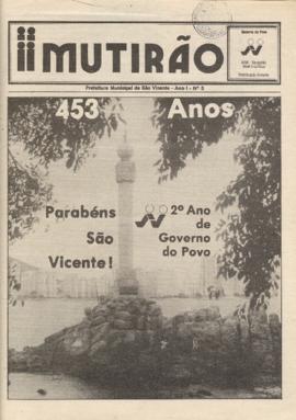 Mutirão [jornal], a. 1, n. 5. São Vicente-SP, fev. 1985.