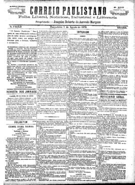 Correio paulistano [jornal], [s/n]. São Paulo-SP, 01 ago. 1876.