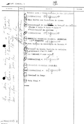 TV Tupi [emissora]. Ultra Notícias [programa]. Roteiro [televisivo], 13 nov. 1968.
