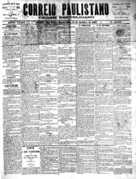 Correio paulistano [jornal], [s/n]. São Paulo-SP, 14 out. 1892.