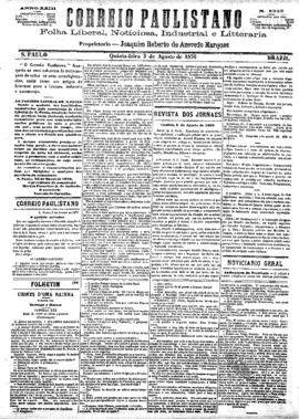 Correio paulistano [jornal], [s/n]. São Paulo-SP, 03 ago. 1876.