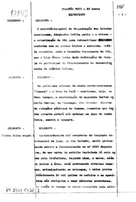 TV Tupi [emissora]. Plantão Tupi [programa]. Roteiro [televisivo], 13 jul. 1977.