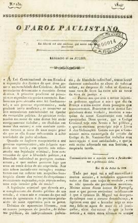 O Farol Paulistano [jornal], n. 232. São Paulo-SP, 25 jul. 1829.