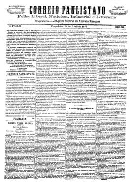 Correio paulistano [jornal], [s/n]. São Paulo-SP, 25 abr. 1876.