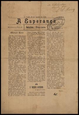 A Esperança [jornal], n. 3. São Paulo-SP, 30 ago. 1903.