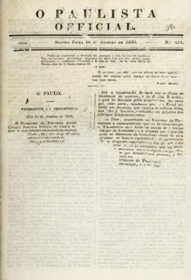 O Paulista official [jornal], n. 133. São Paulo-SP, 18 jan. 1836.