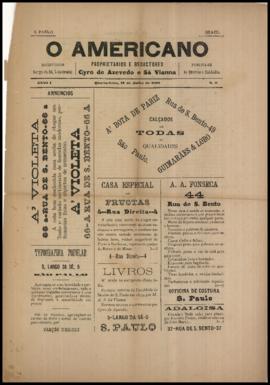 O Americano [jornal], a. 1, n. 8. São Paulo-SP, 12 jul. 1881.