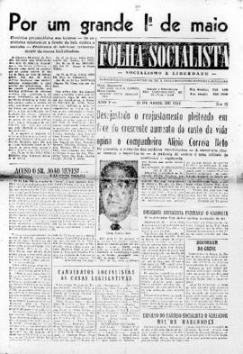 Folha socialista [jornal], a. 5, n. 21. São Paulo-SP, 20 abr. 1954.