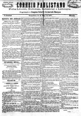 Correio paulistano [jornal], [s/n]. São Paulo-SP, 15 mai. 1877.