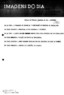 TV Tupi [emissora]. Revista Feminina [programa]. Roteiro [televisivo], 04 jun. 1962.
