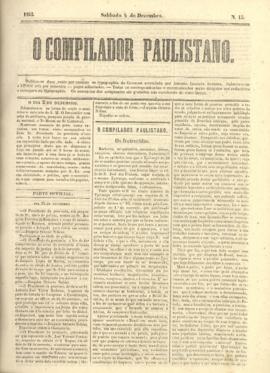 O Compilador paulistano [jornal], n. 15. São Paulo-SP, 04 dez. 1852.