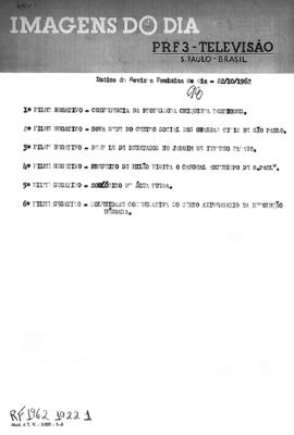 TV Tupi [emissora]. Revista Feminina [programa]. Roteiro [televisivo], 22 out. 1962.