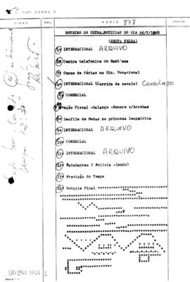 TV Tupi [emissora]. Ultra Notícias [programa]. Roteiro [televisivo], 26 jul. 1968.