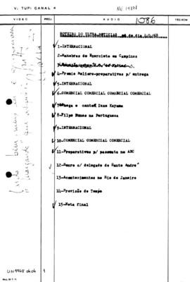 TV Tupi [emissora]. Ultra Notícias [programa]. Roteiro [televisivo], 04 abr. 1968.