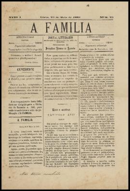 A Familia [jornal], a. 1, n. 25. São Paulo-SP, 25 mai. 1889.