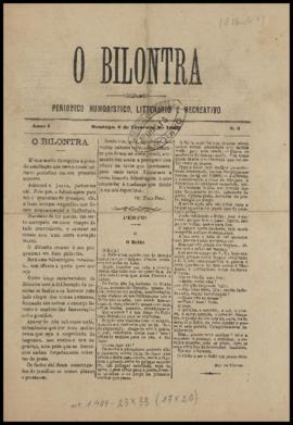 O Bilontra [jornal], a. 1, n. 2. São Paulo-SP, 06 fev. 1887.