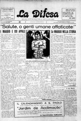 La Difesa [jornal], a. 8, n. 351-352. São Paulo-SP, mai. 1931.