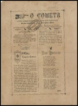 O Cometa [jornal], a. 1, n. 1. São Paulo-SP, 04 fev. 1893.