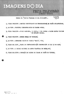 TV Tupi [emissora]. Revista Feminina [programa]. Roteiro [televisivo], 17 mai. 1960.