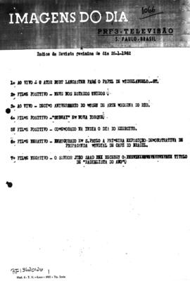 TV Tupi [emissora]. Revista Feminina [programa]. Roteiro [televisivo], 26 jan. 1962.