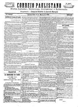 Correio paulistano [jornal], [s/n]. São Paulo-SP, 09 mar. 1876.